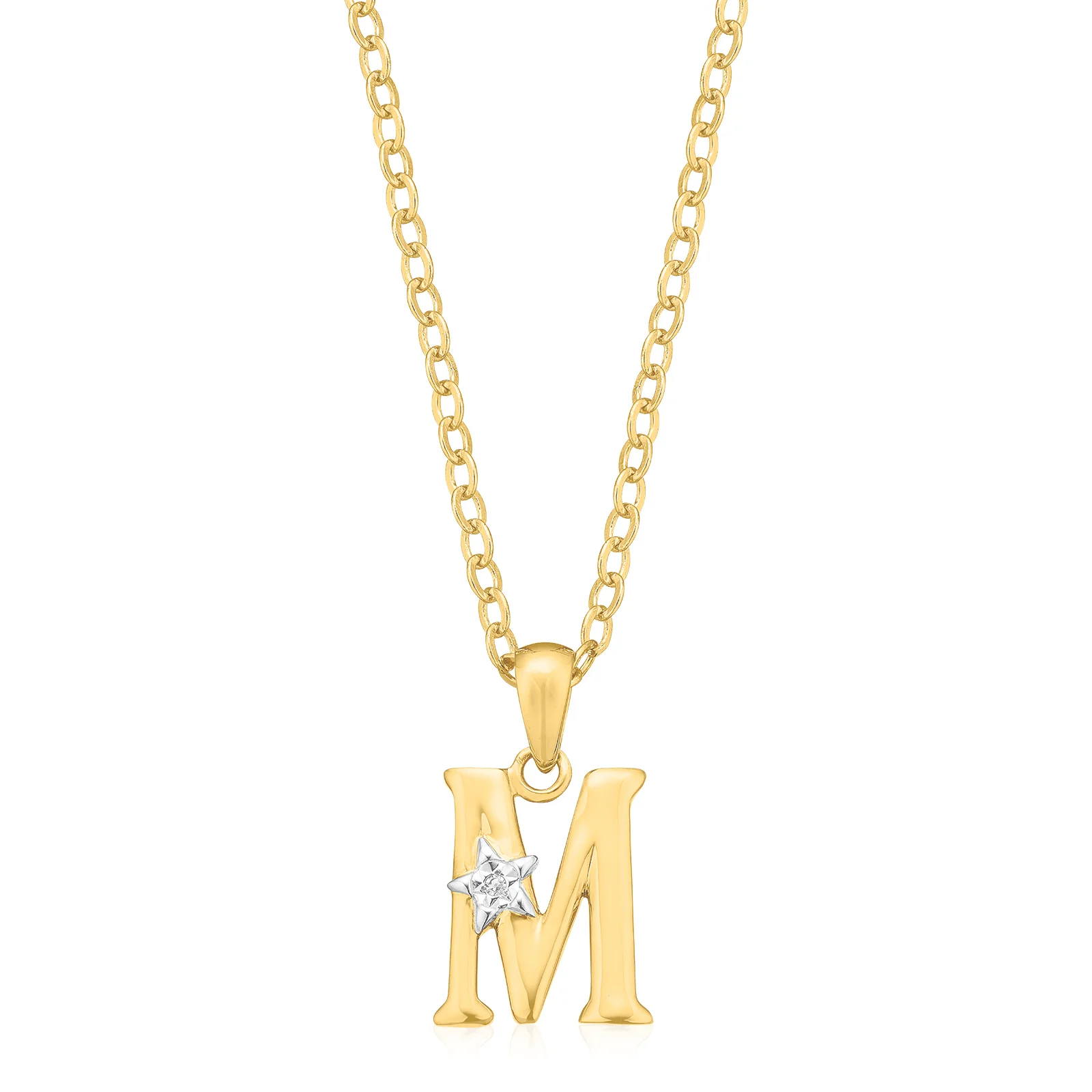9ct Yellow Gold with Round Brilliant Cut Diamond Set Initial Pendant - Image 2