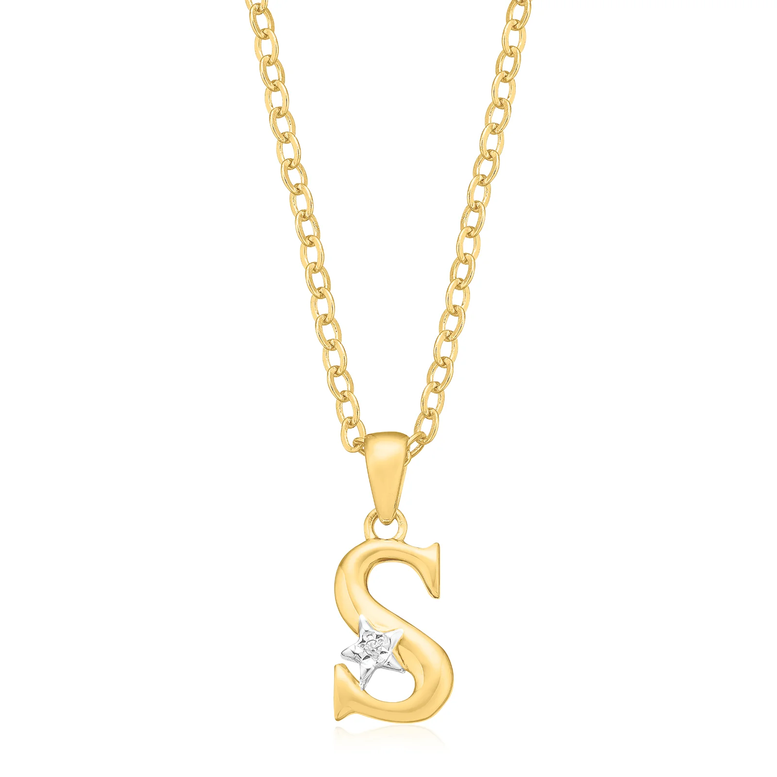 9ct Yellow Gold with Round Brilliant Cut Diamond Set Initial Pendant - Image 3
