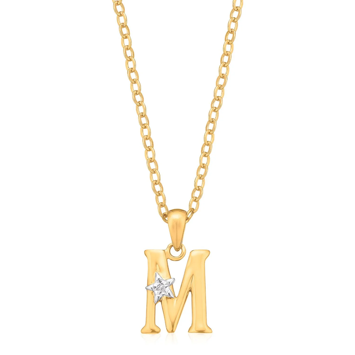 9ct Yellow Gold with Round Brilliant Cut Diamond Set Initial Pendant - Image 4