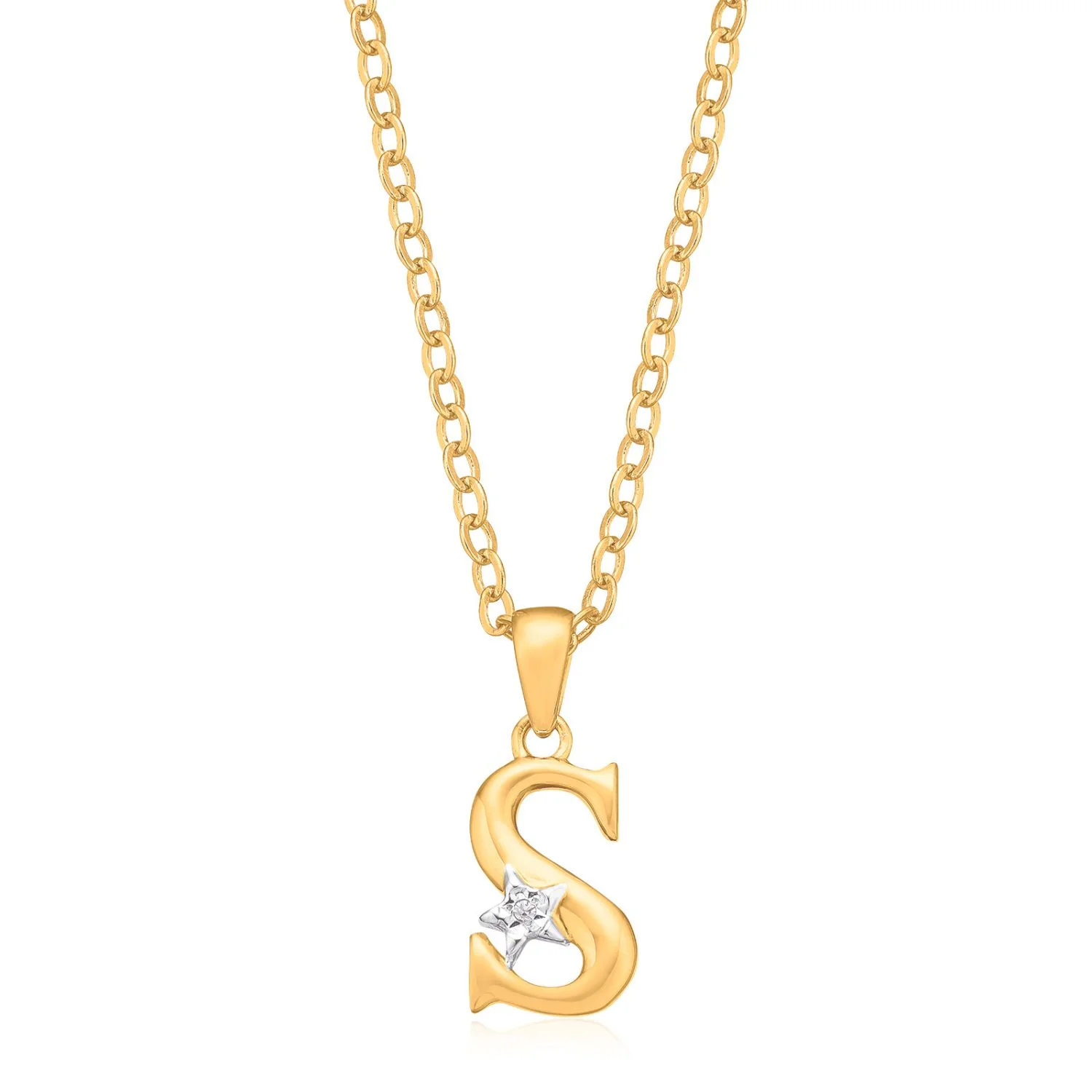 9ct Yellow Gold with Round Brilliant Cut Diamond Set Initial Pendant - Image 5