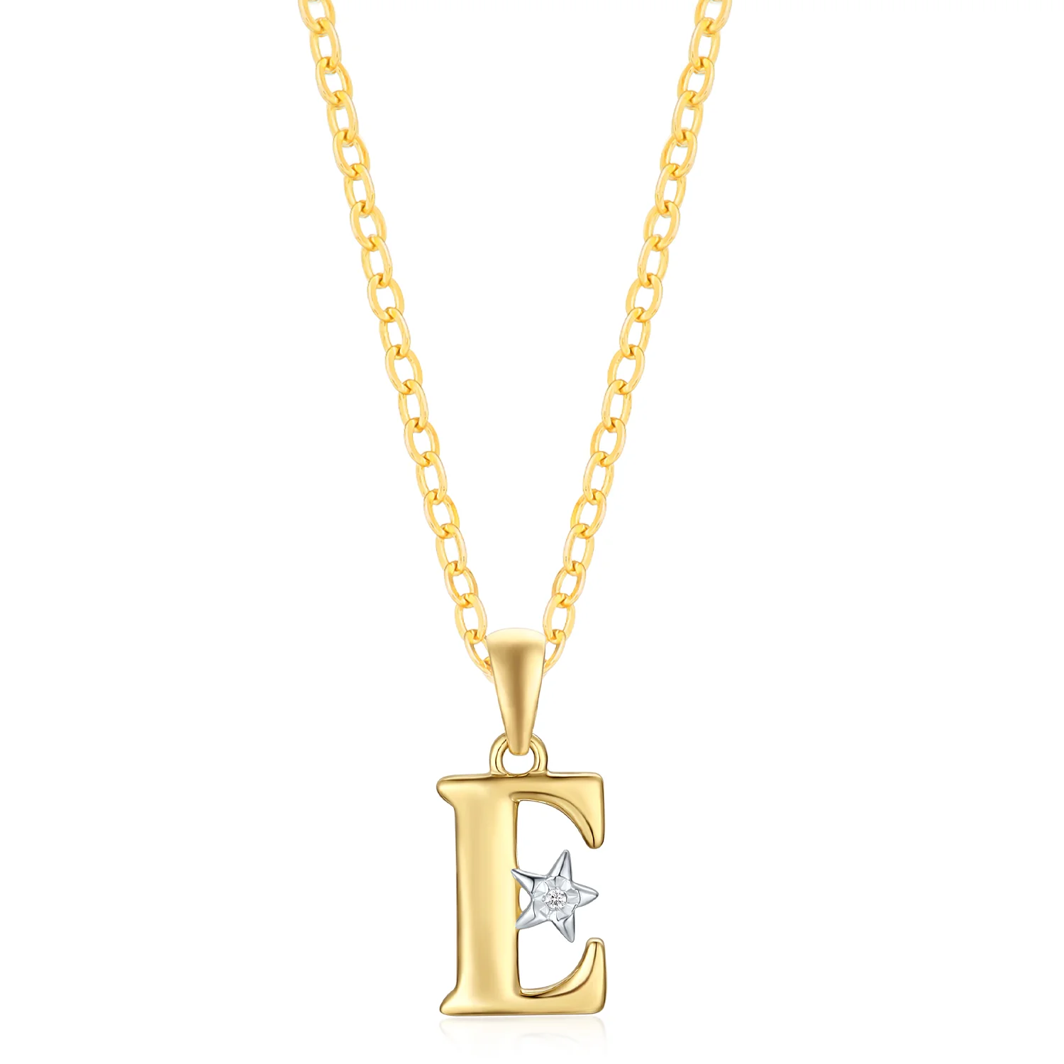 9ct Yellow Gold with Round Brilliant Cut Diamond Set Initial Pendant - Image 6