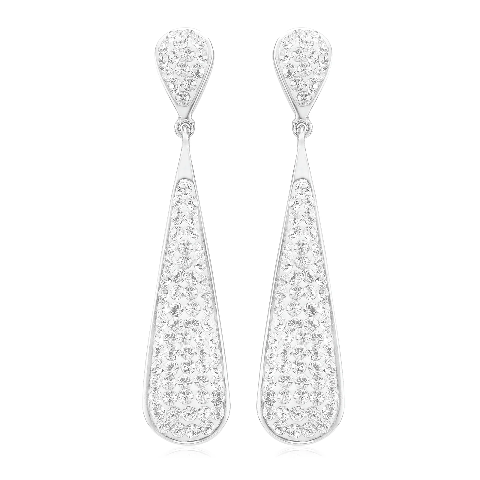 Eclipse Sterling Silver and Austrian Crystal Drop Earrings
