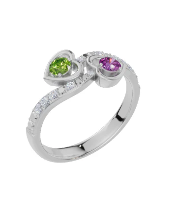 Personalised 2 Birthstones Cubic Zirconia Set Ring