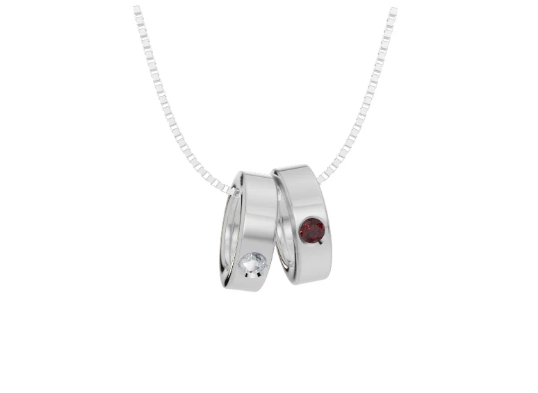 Personalised 2 Birthstones Ring Pendant Set - Image 2