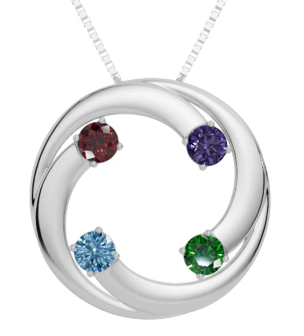 Personalised 4 Birthstones Circle Pendant - Image 2