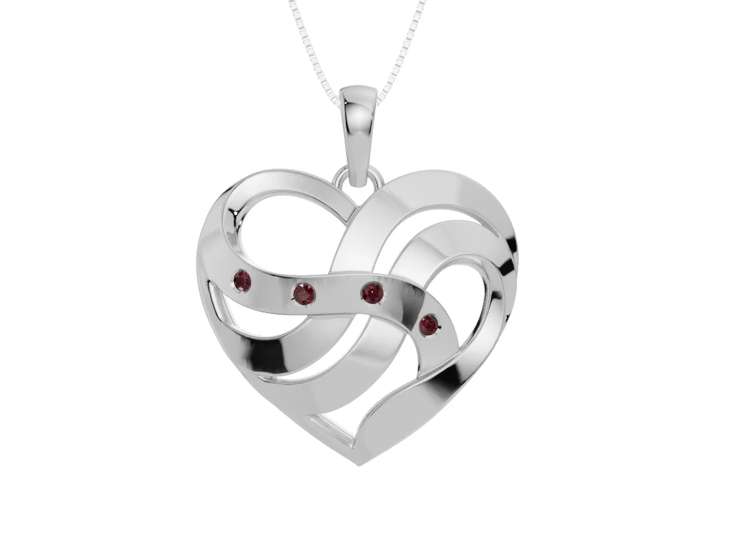 Personalised 4 Birthstones Heart Pendant