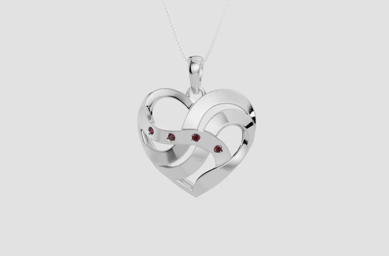 Personalised 4 Birthstones Heart Pendant - Image 2