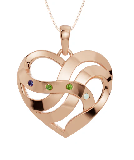 Personalised 4 Birthstones Heart Pendant - Image 2