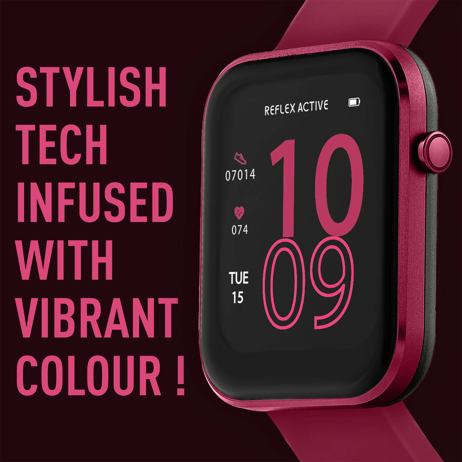 Reflex Active Series 12 Berry Red Multi-Function Smart Watch RA12-2158 - Image 3