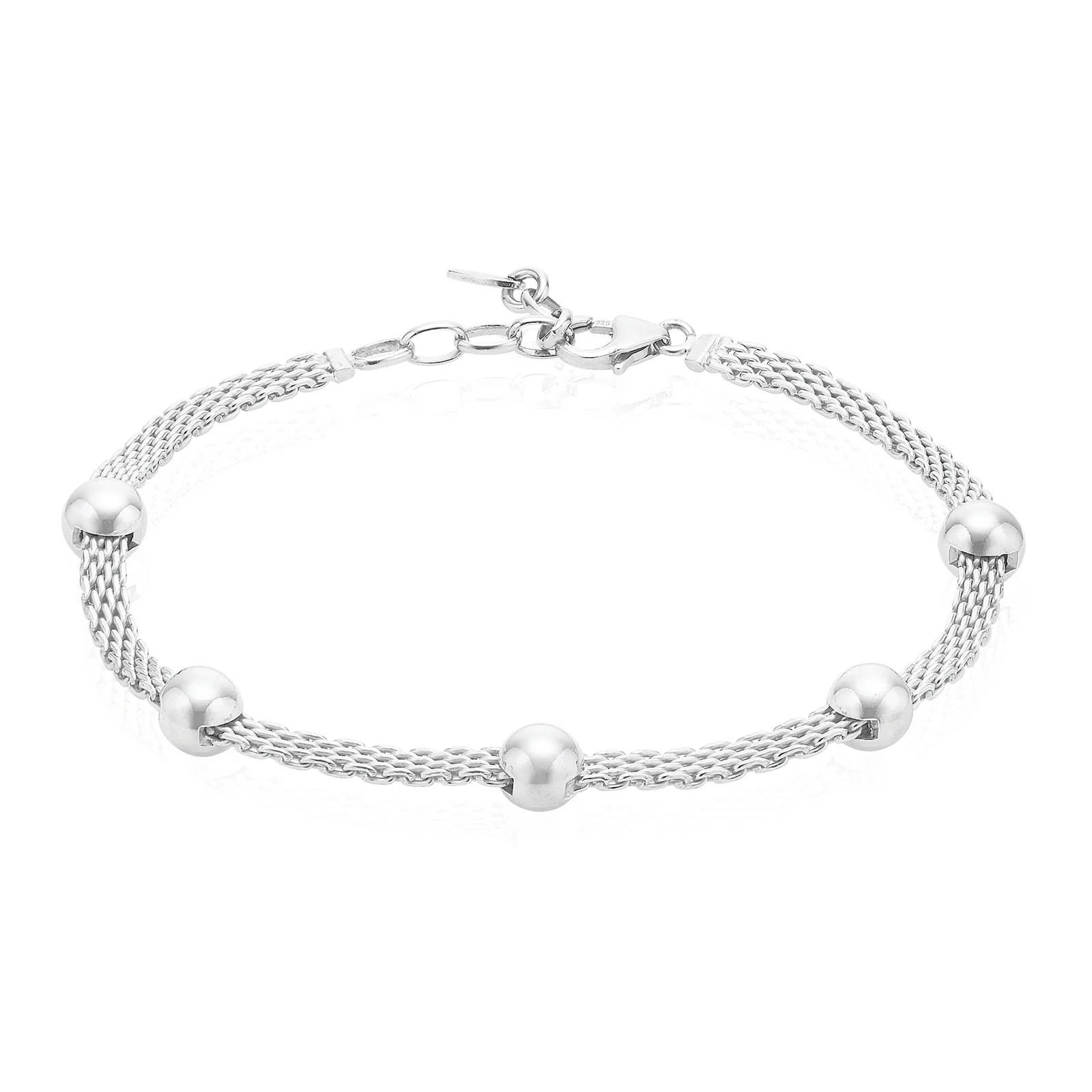 Sterling Silver 19.5cm Ball Fancy Bracelet