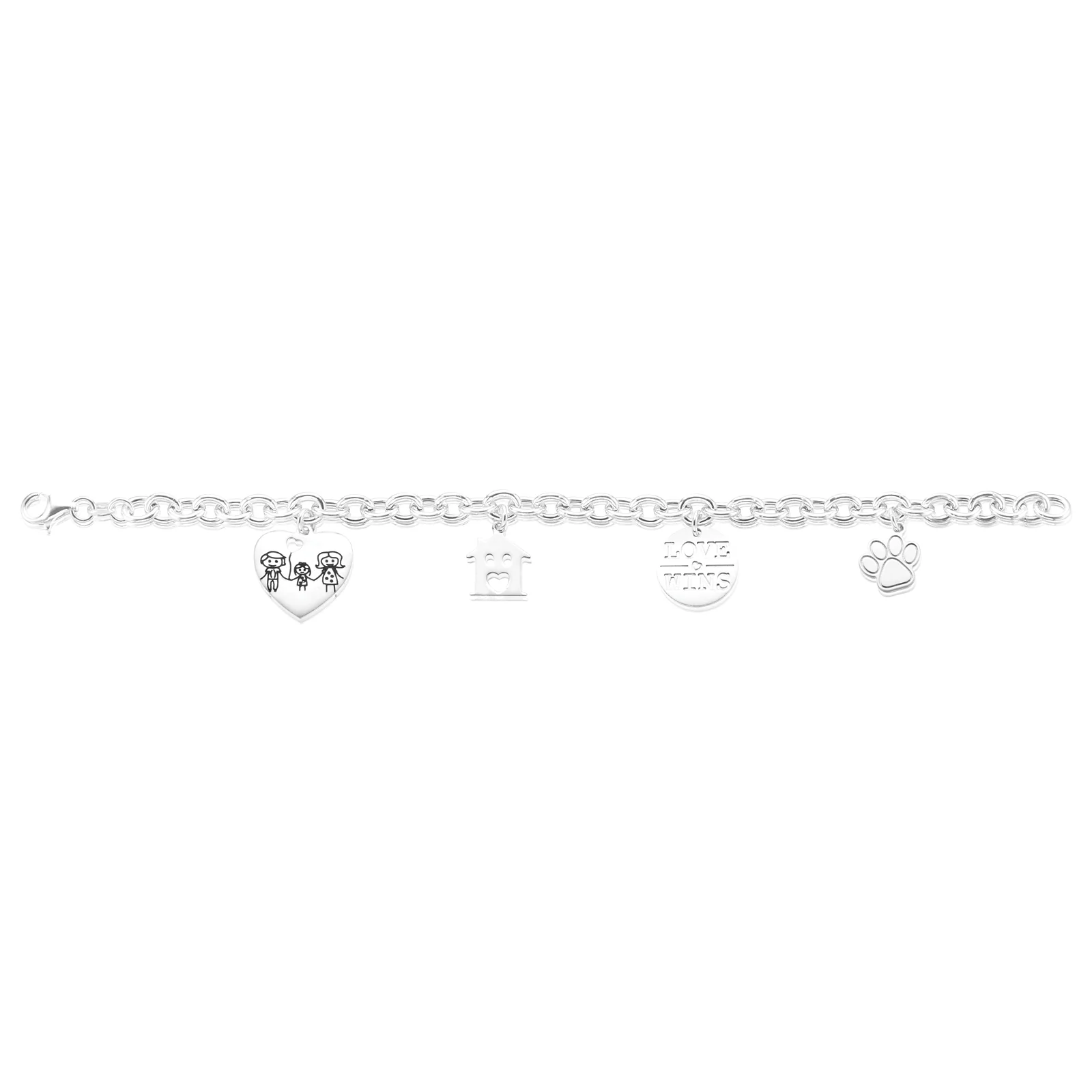 Sterling Silver 19cm Family Charm Bracelet - Image 2