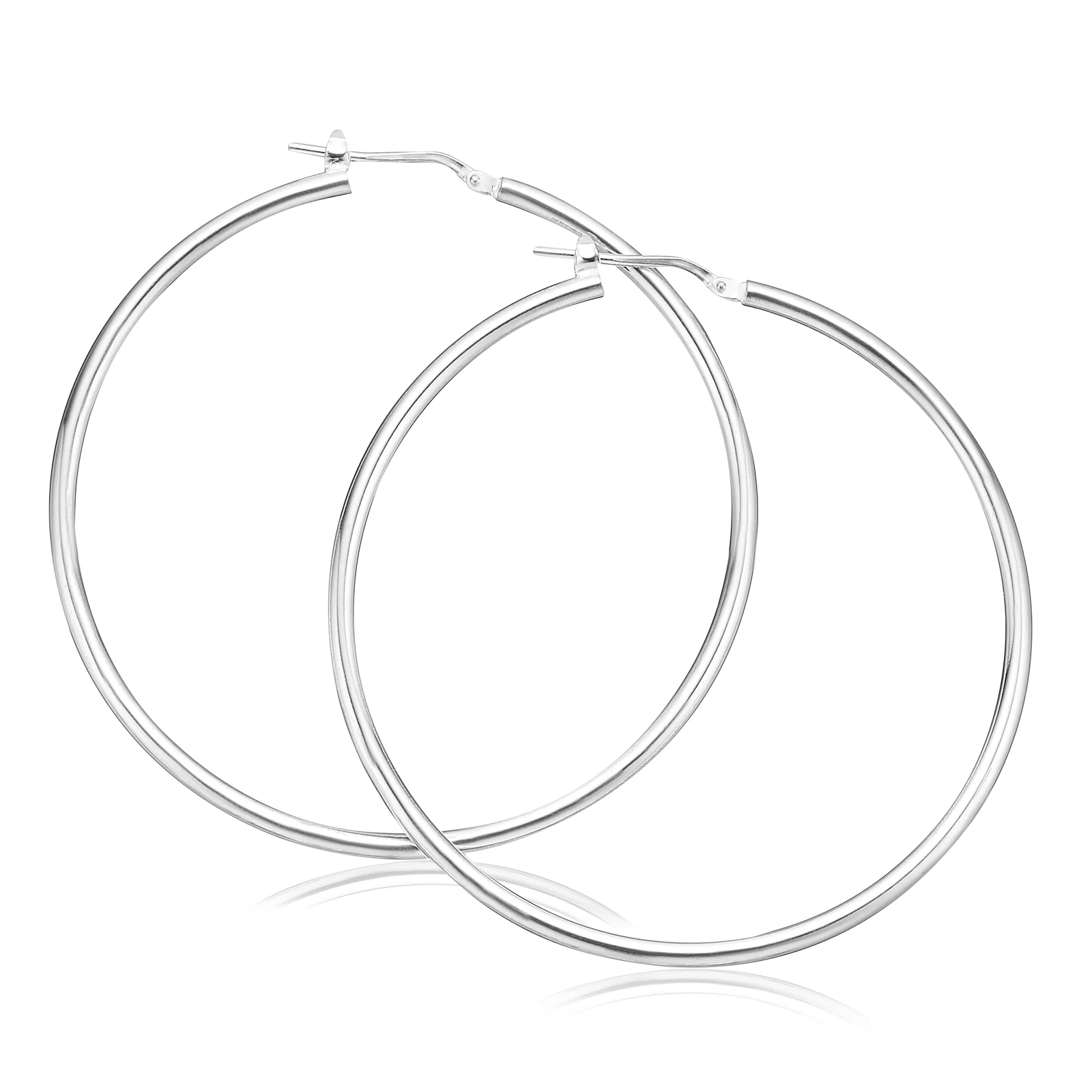 Sterling Silver 50x3mm Round Hoop Earrings