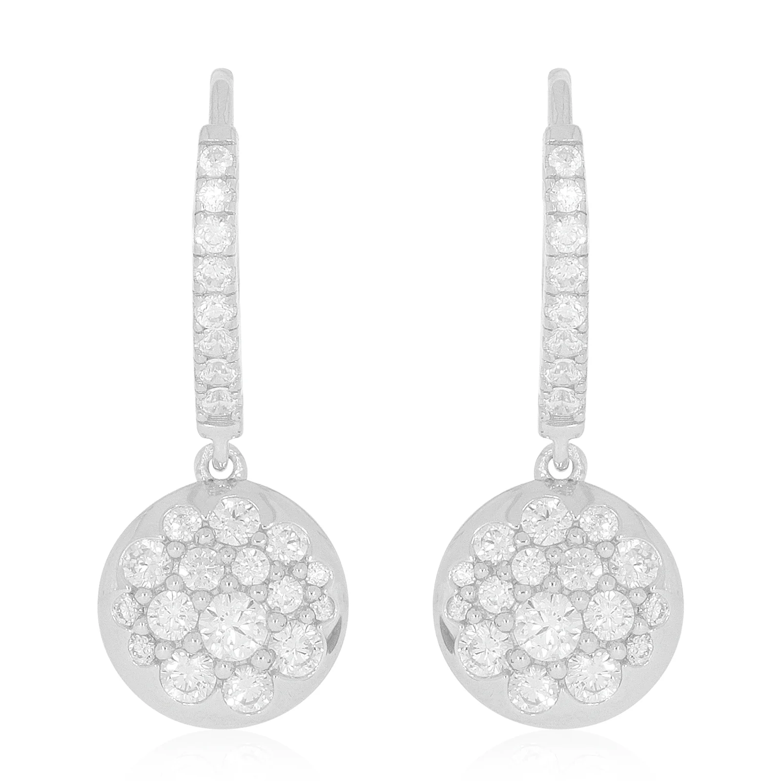 Sterling Silver Cubic Zirconia Circle Drop Earrings