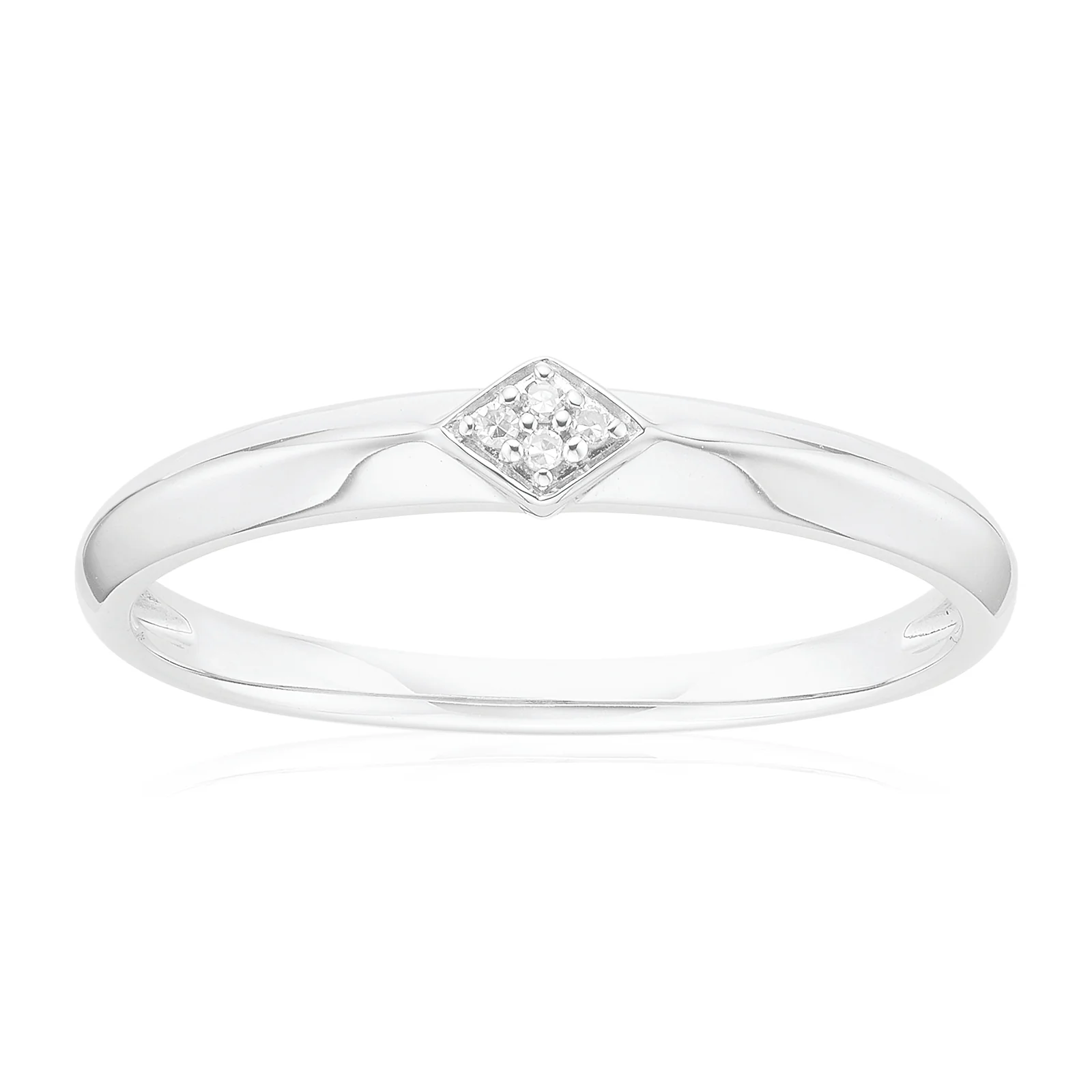 Sterling Silver Round Brilliant Cut Diamonds Set Rings