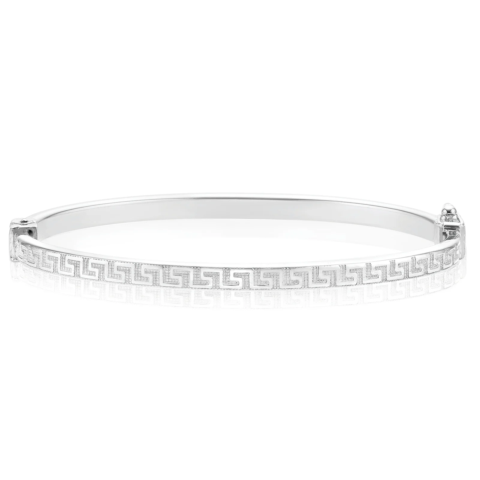 Sterling Silver Round 60x50mm Greek Key Bangle