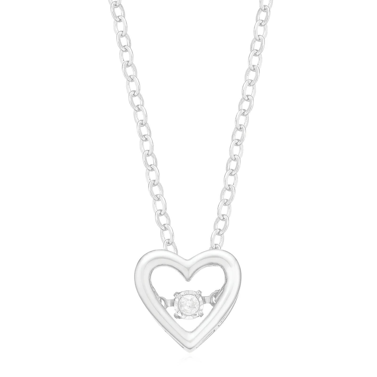 Sterling Silver with Round Brilliant Cut Diamond Set Pendant