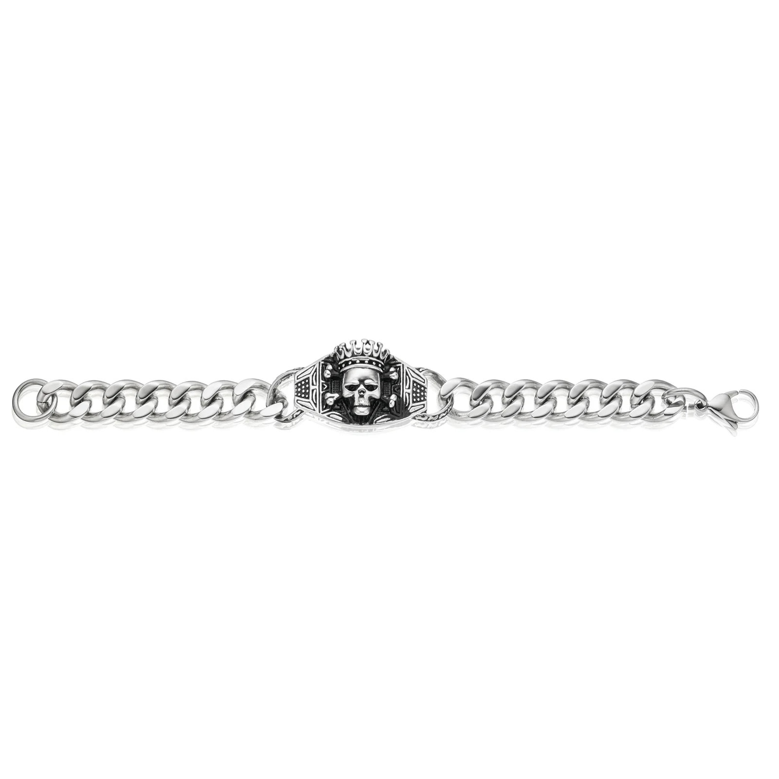 Tensity 22cm Stainless Steel Skull Crown Bracelet - Image 2